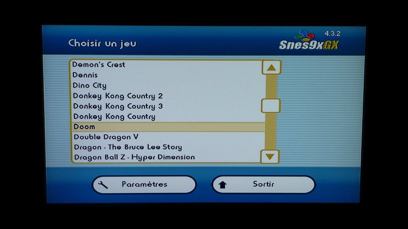 Émulateur Super Nintendo sur Wii